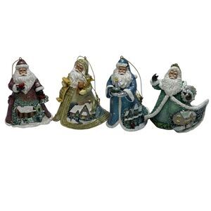 The Bradford Exchange Thomas Kincade Sugar Coated Santa Ornaments 2009 Set of 4